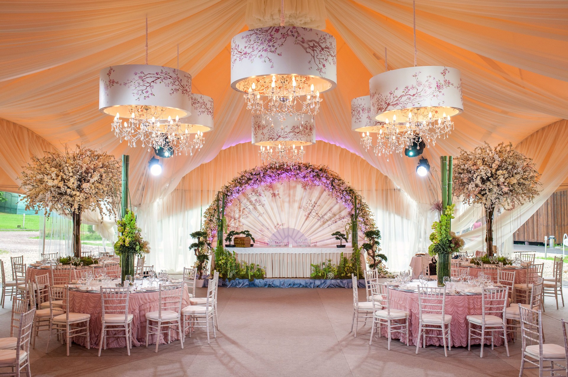 Beautiful table setting for an wedding reception or an event